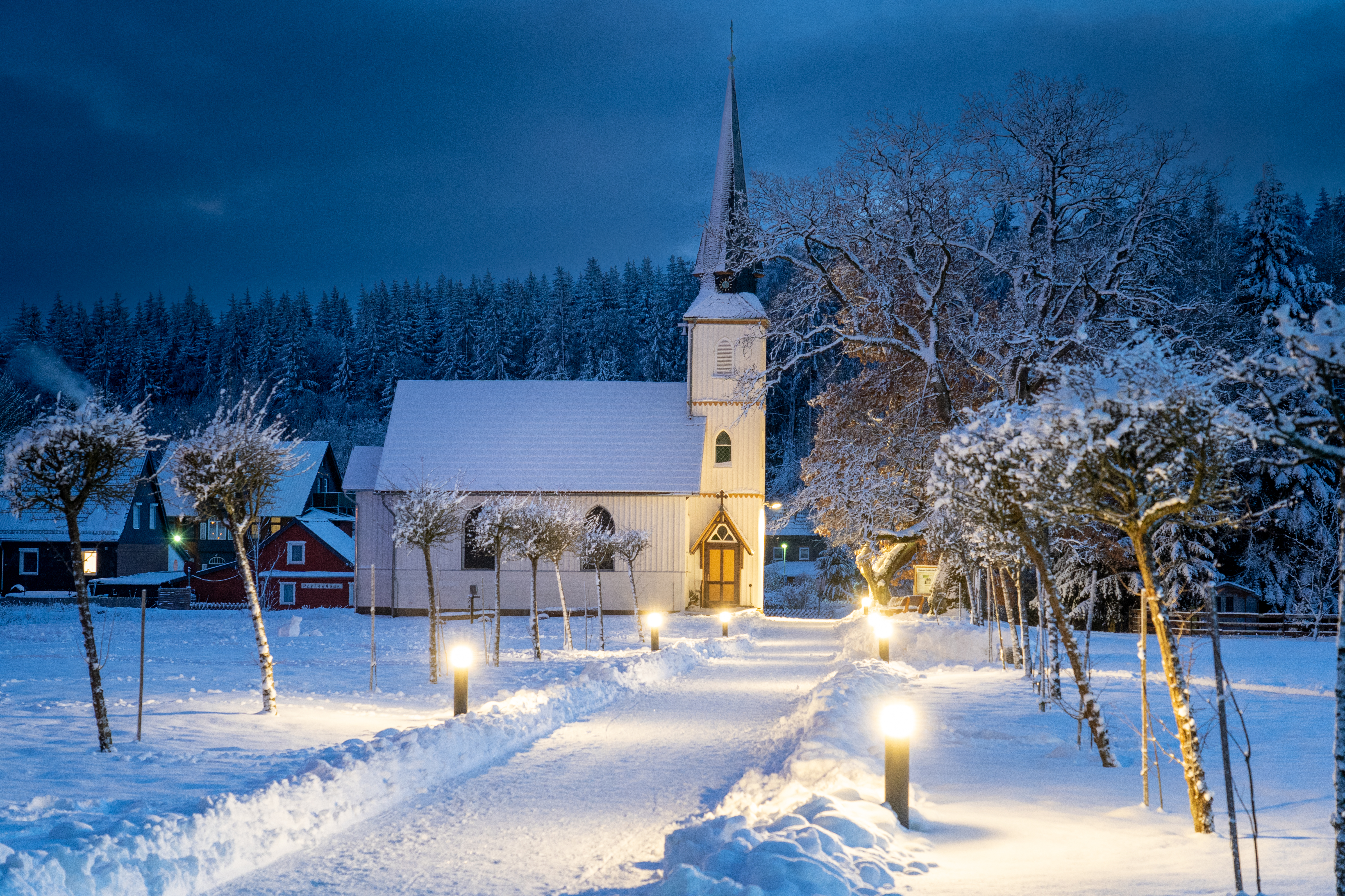 Snowy church