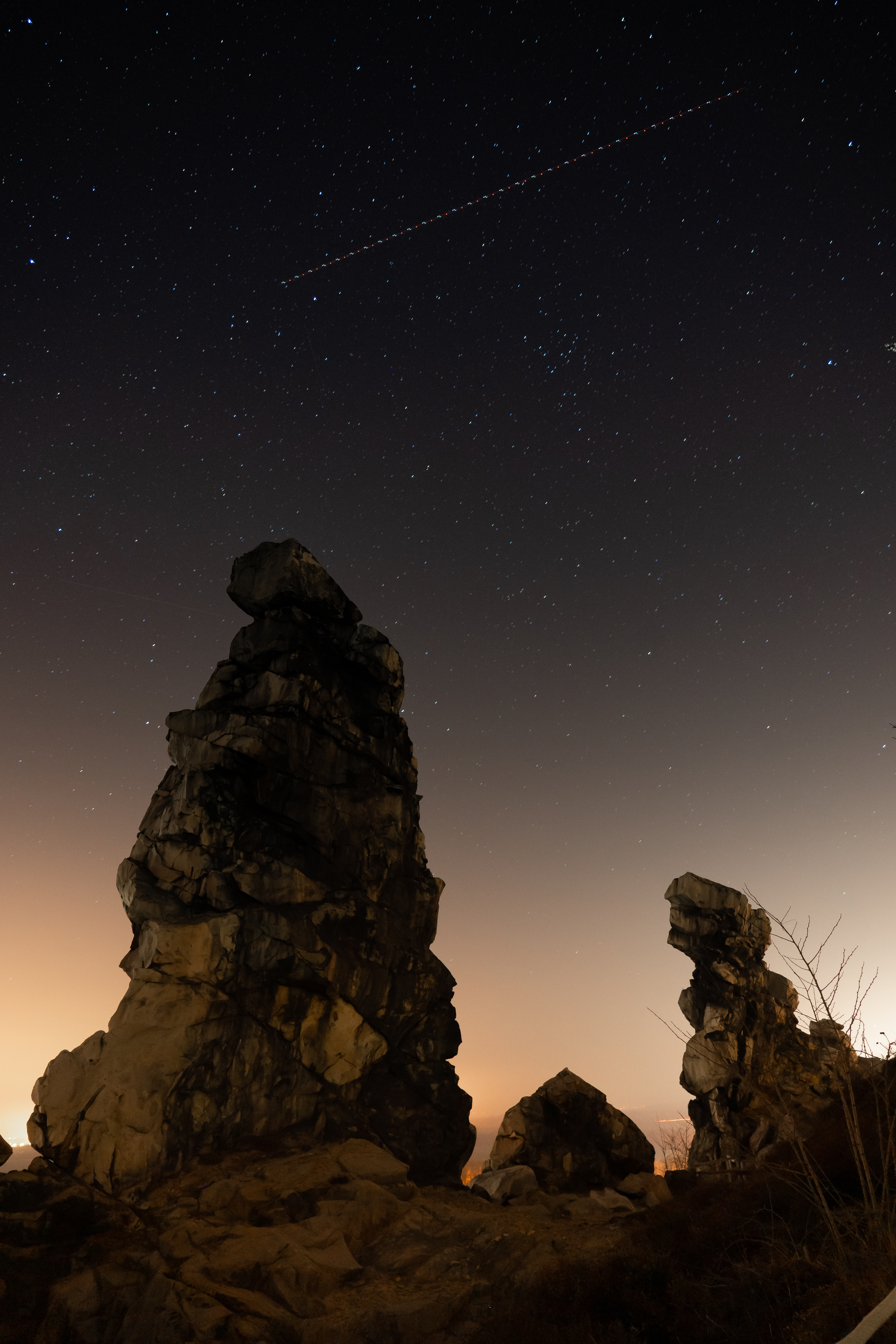Night rocks beneath stars